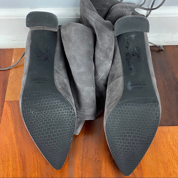 STUART WEITZMAN RARE GREY SUEDE PLATFORM THIGH HIGH BOOTS - Picture 9 of 11